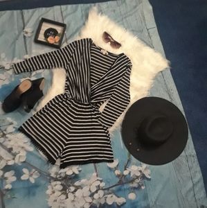 Black & white striped romper-NWOT
